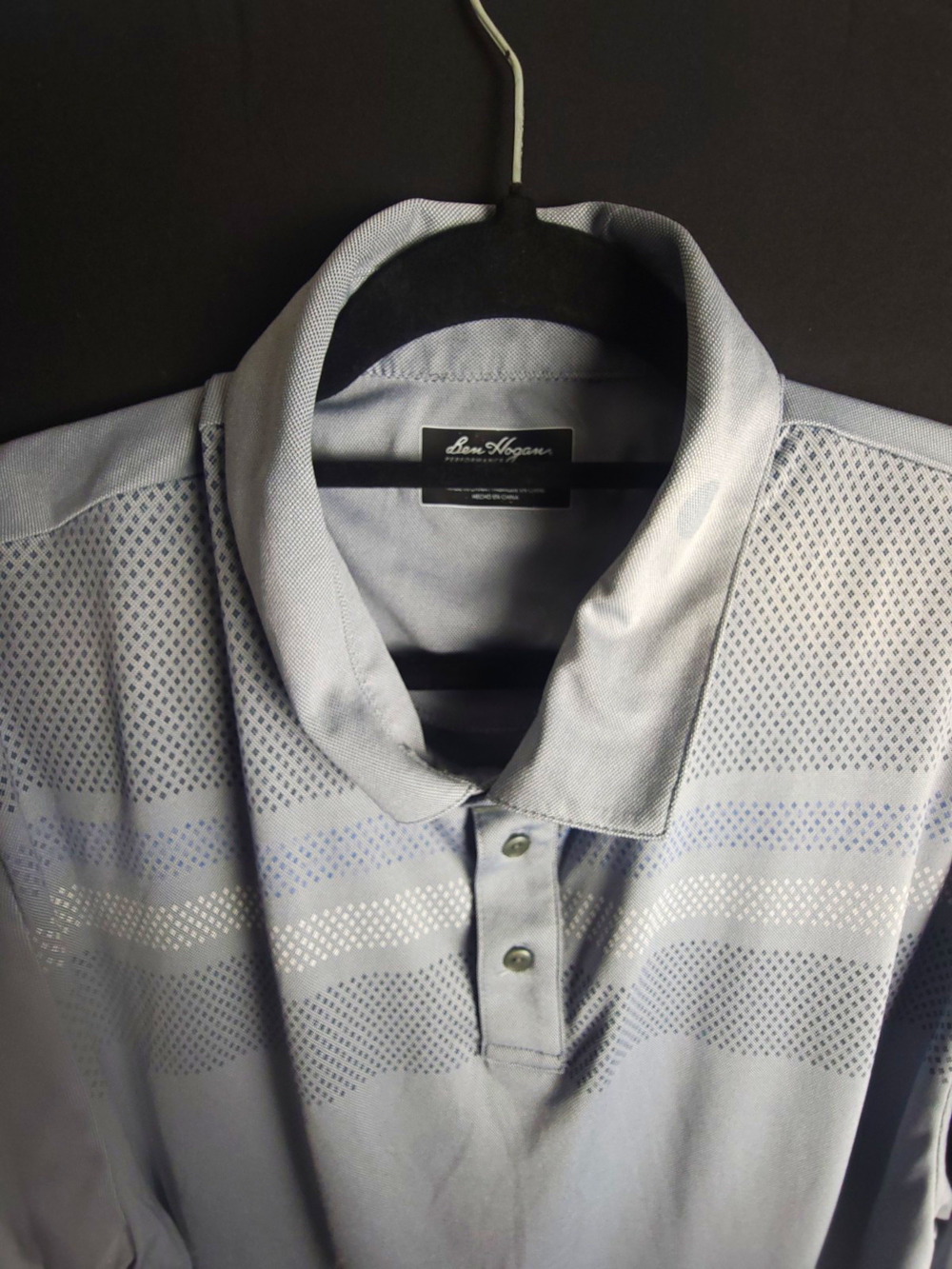 Ben Hogan Performance Men's Gray Striped Short Sleeve Collared Polo XL